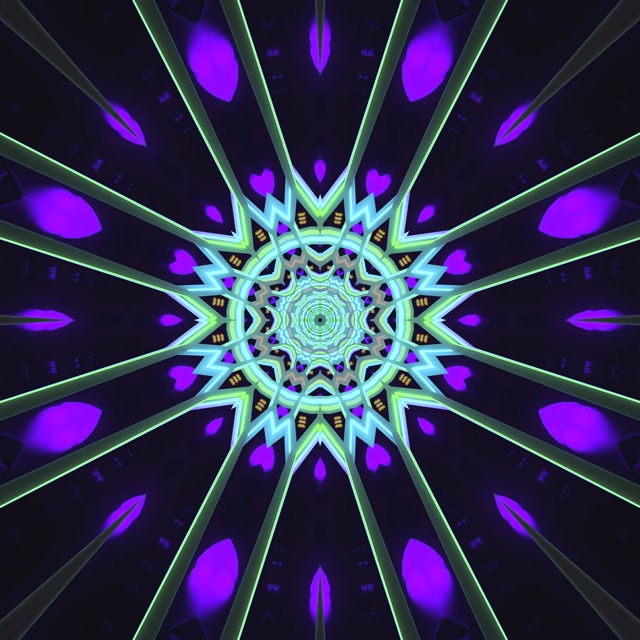 Túnel Neón Mandala Púrpura Verde Protector de Pantalla 1:1 Cuadrado 60fps VJ Loop
