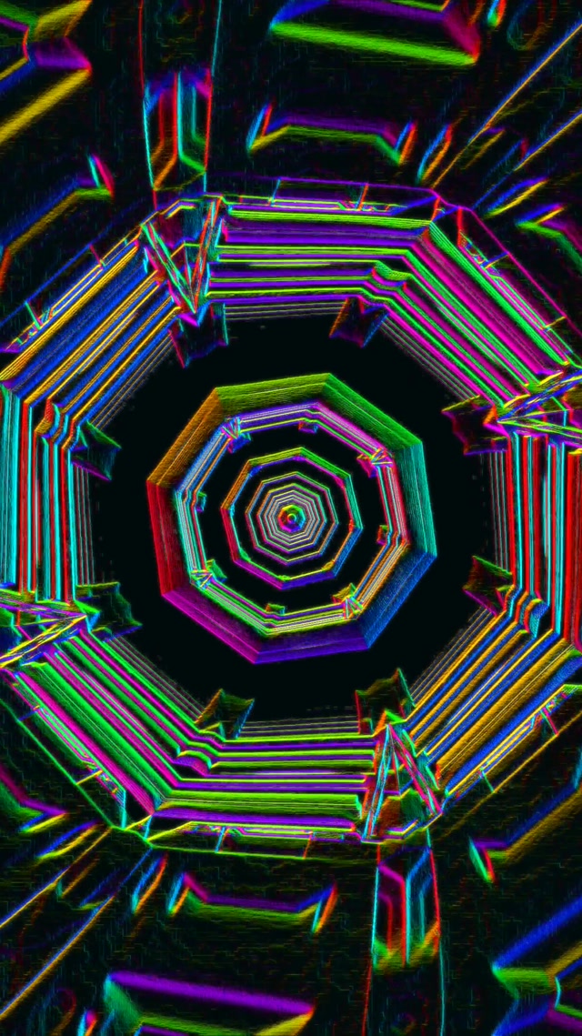 Neon Tunnel Octagon Vortex 9:16 reels 60fps VJ Loop Screensaver