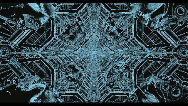 Mandala Circuito Cyberpunk Verde Azulado VJ Loop - Fondo Caleidoscopio Tecnológico Oscuro