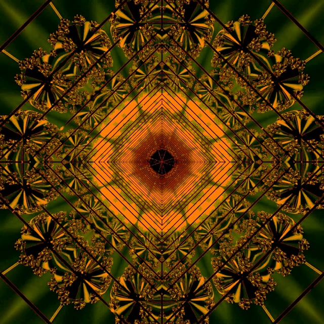 Túnel Neón Naranja Verde Fractal 1:1 Cuadrado 60fps Salvapantallas VJ Loop