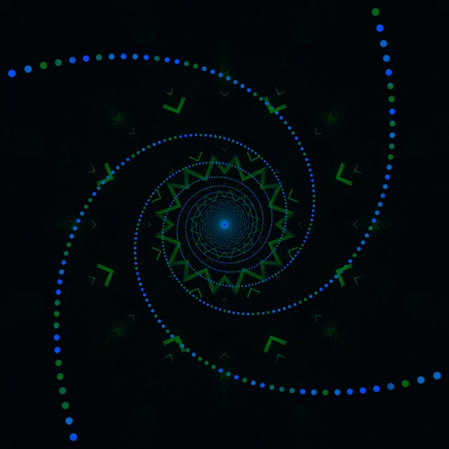 Túnel de Neón Espiral Azul Verde Salvapantallas 1:1 Cuadrado 60fps VJ Loop PC