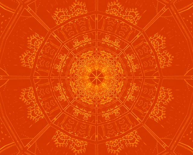 Túnel Neón Naranja Mandala Vórtice VJ Loop 5:4 Industrial 60fps Salvapantallas