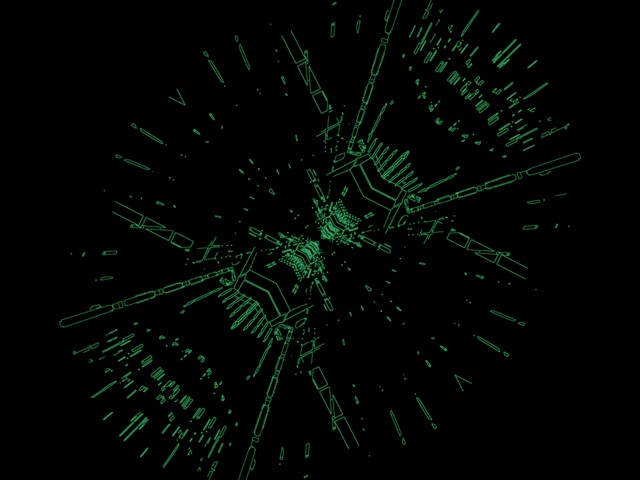 Túnel Neón Verde Circuit Burst VJ Loop 4:3 Classic 60fps Protector de Pantalla