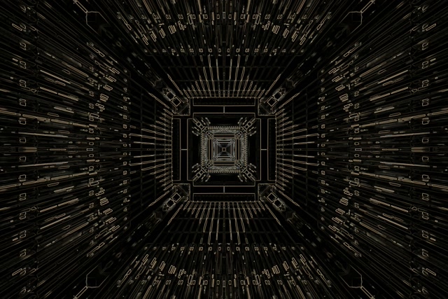 Túnel de Neón Vórtice Cuadrado Dorado VJ Loop 3:2 Surface 60fps Protector de Pantalla