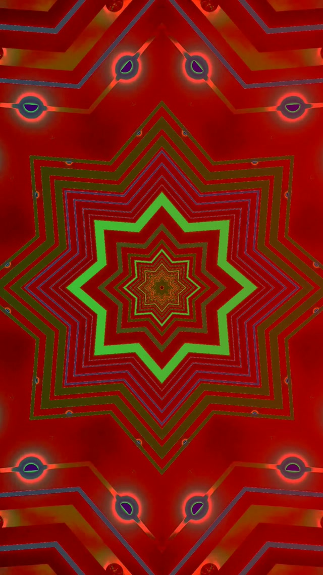 Estrella Verde Roja Túnel Neón Protector de Pantalla 60fps 9:16 Reels Vj Loop