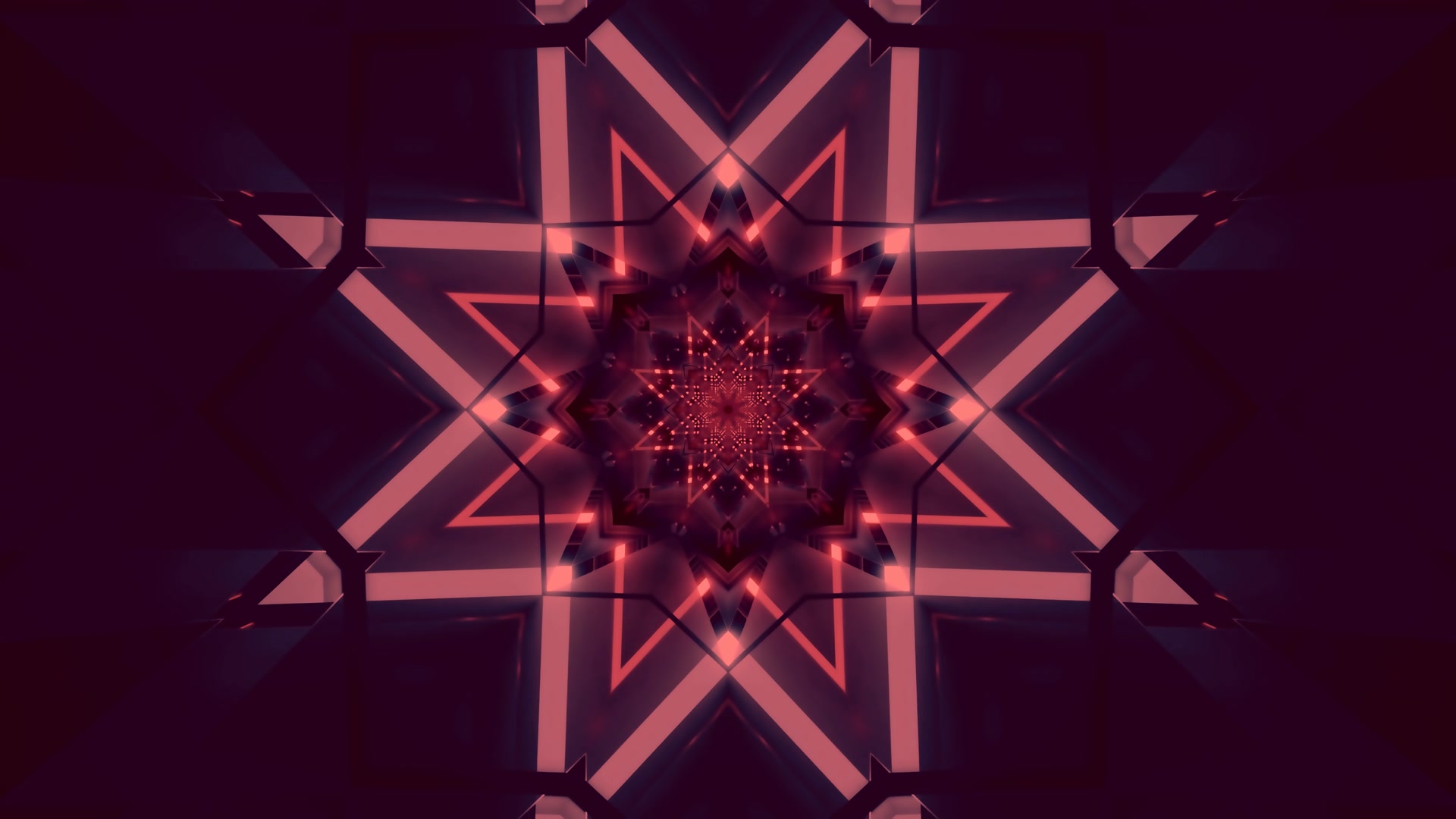 Roosa Neon Tunnel Mandala Säde 4K UHD 60fps Ekraanisäästja Elav Taustpilt