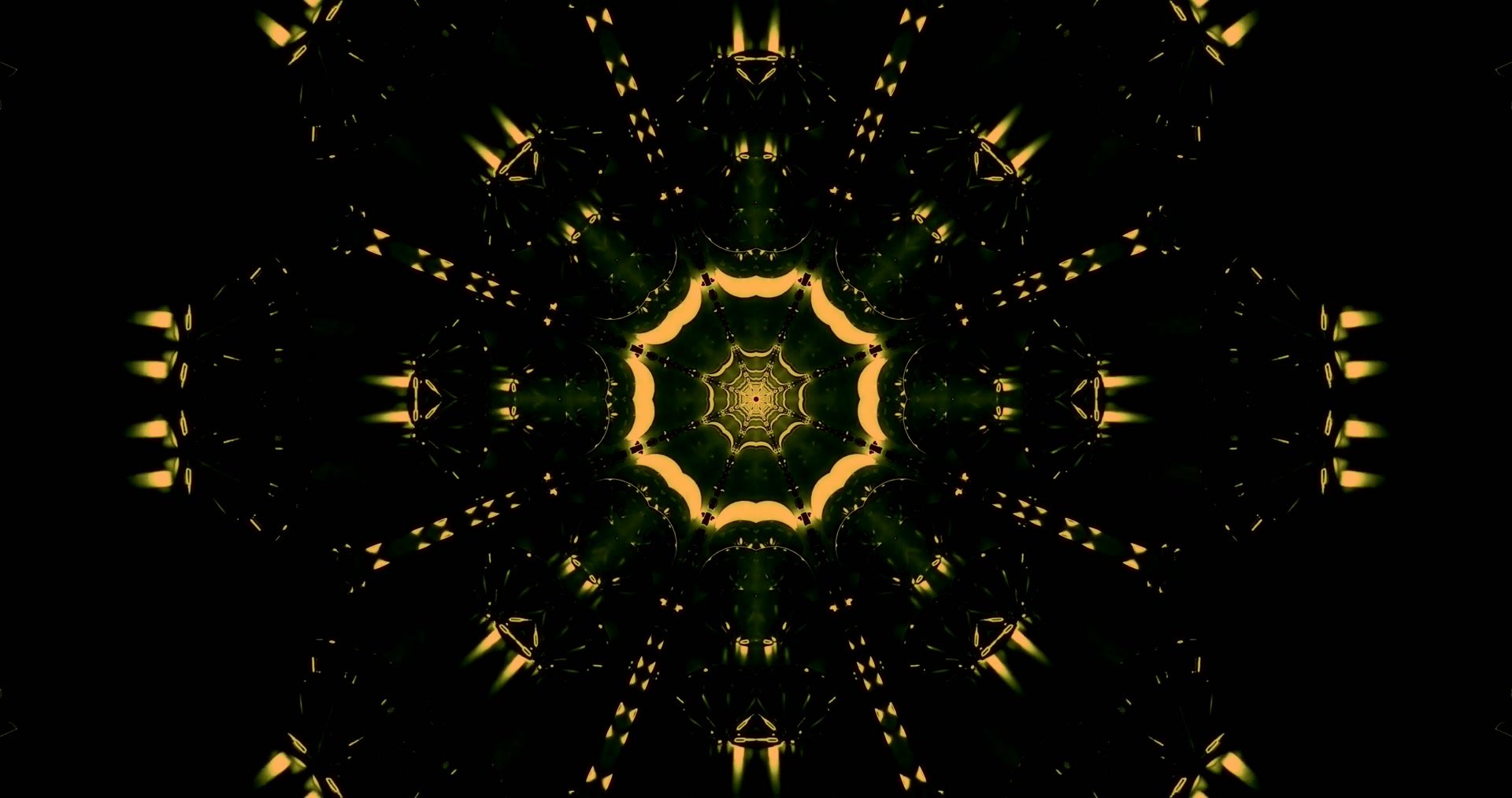 Kuld Roheline Neoon Tunnel Kaleidoskoop Ekraanisäästja 4K UHD 60fps VJLoops