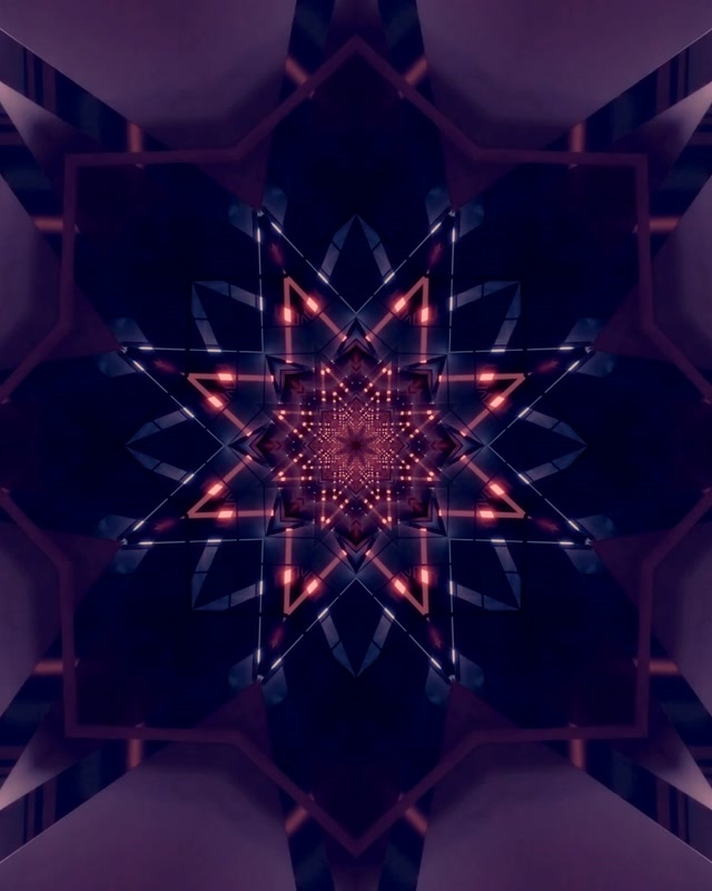 Neontunnel Täht Kaleidoskoop 60fps VJLoops 4:5 Instagram Ekraanisäästja