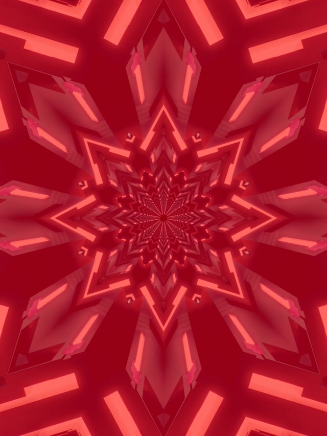 Neoon Tunnel Punane Täht Kaleidoskoop VJLoops 3:4 iPad Portree 60fps Ekraanisääst