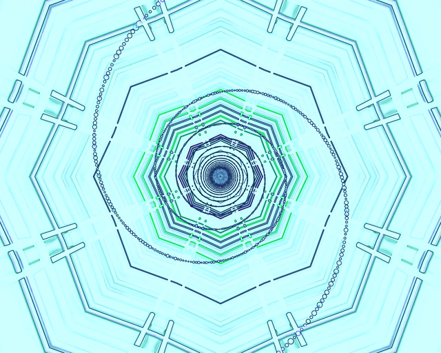 Tsüaan Neoon Tunnel Ekraanisäästja 5:4 Tööstuslik 60fps VJ Loop PC Sülearvuti