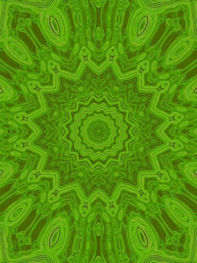 Roheline Fraktal Kaleidoskoop Neon Tunnel VJLoops 3:4 iPad Portrait 60fps Ekraanisäästja