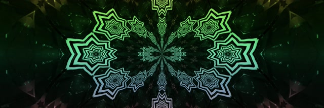 Neon Tunnel Green Star Kaleidoskoop VJ Loop 3:1 Triple Wide 60fps Screensaver