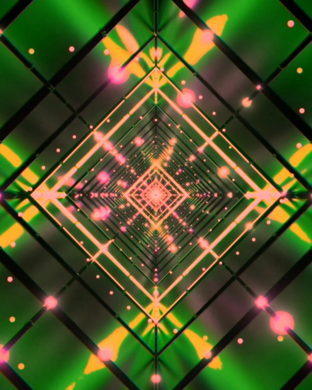Neon Tunnel Pink Green Diamond Grid Vj Loop 4:5 Instagram 60fps Screensaver