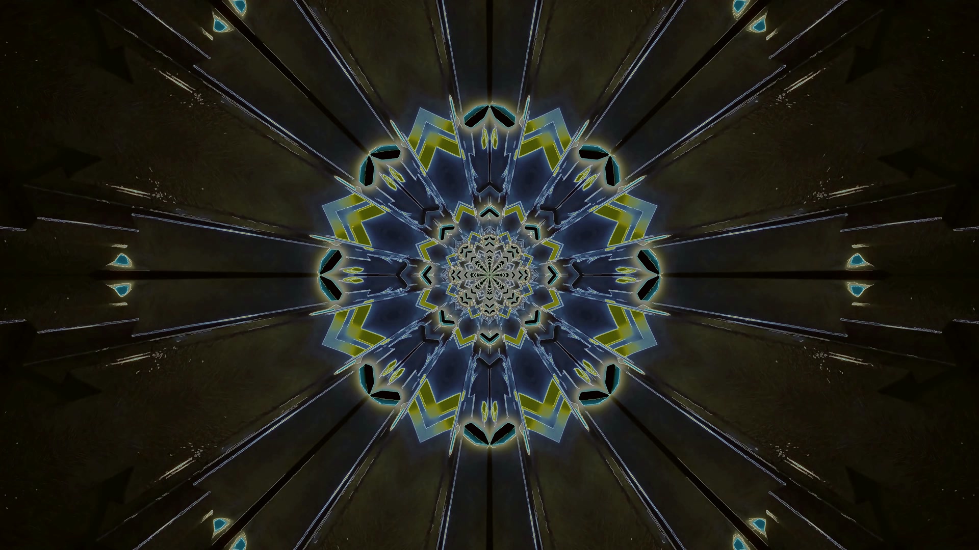 neoon tunneliga kaleidoskoop mandala ekraanisäästja Windows 11 VJLoops 4K UHD 60fps