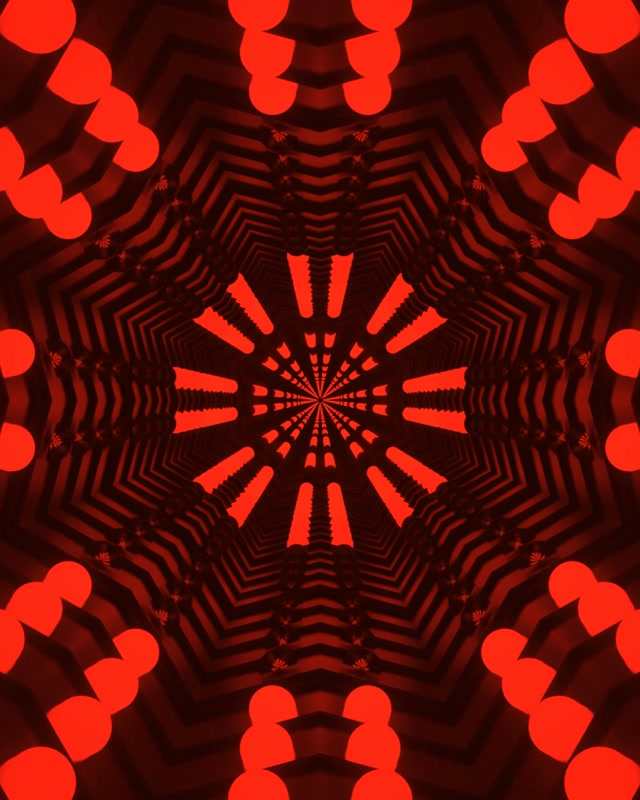 Gorri Fraktal Kaleidoskopoa Neon Tunela Vj Loop 4:5 Instagram 60fps Pantaila-babeslea