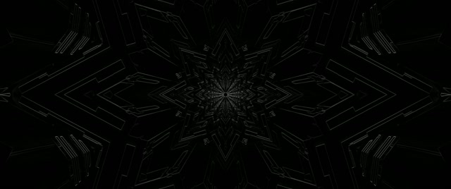 Neon Tunnel Dark Fractal Snowflake Kaleidoscope VJ Loop 2.39:1 Cinemascope 60fps Screensaver