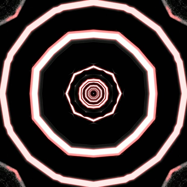 Neon Tunela Distira Oktagono Zurrunbiloa | VJ Begizta | 1:1 Karratua | 60fps Pantaila-babeslea