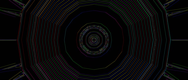 Neon Tunela Kolore Anitzeko Poligono Zurrunbiloa Vj Loop 21:9 Ultrawide 60fps Pantaila-babeslea