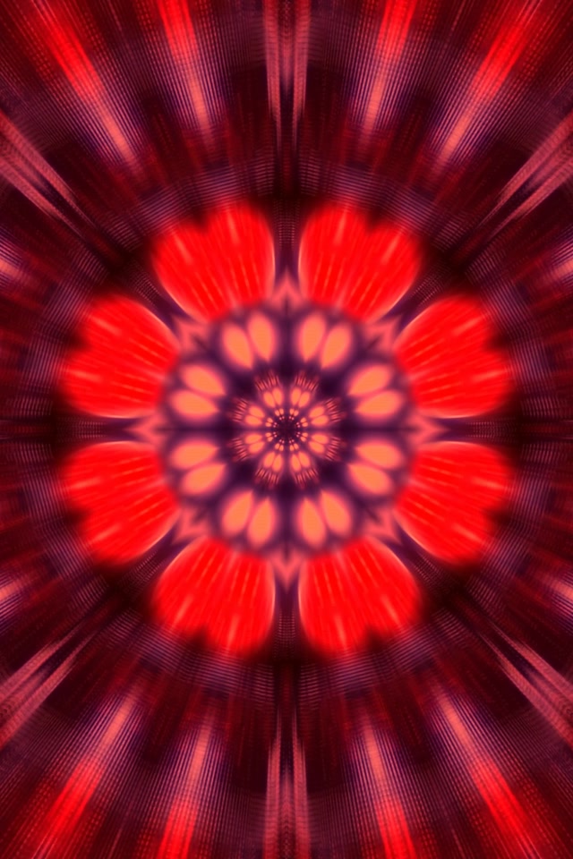 Gorri Fraktal Kaleidoskopoa Neon Tunela Vj Loop 2:3 Photo Portrait 60fps Pantaila-babeslea