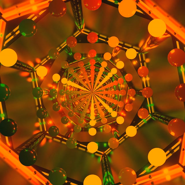 Neon Tunela Laranja Esfera Pantaila Babeslea 1:1 Karratua 60fps VJ Loop PC