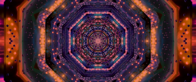 Neon Tunela Oktagono Kaleidoskopioa 2.39:1 Cinemascope 60fps Pantaila-babeslea Vj Loop
