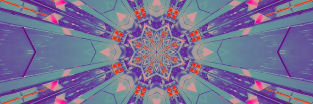Neon Tunnel Star Kaleidoscope VJ Loop 3:1 Triple Wide 60fps Screensaver