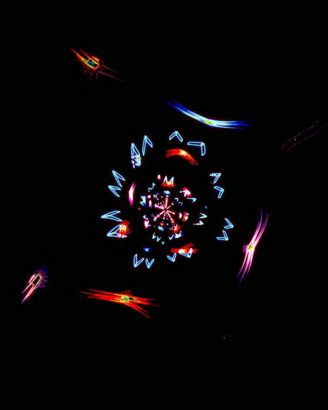 Neon Tunnel Kaleidoscope Burst | 4:5 Instagram | 60fps VJ Loop Screensaver