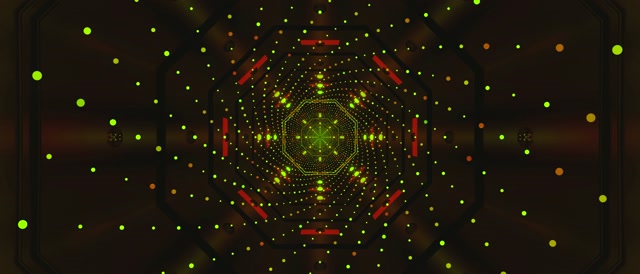 Neon Tunela Berdea Puntuak Pantaila Babeslea 21:9 Zabalera 60fps VJ Loop