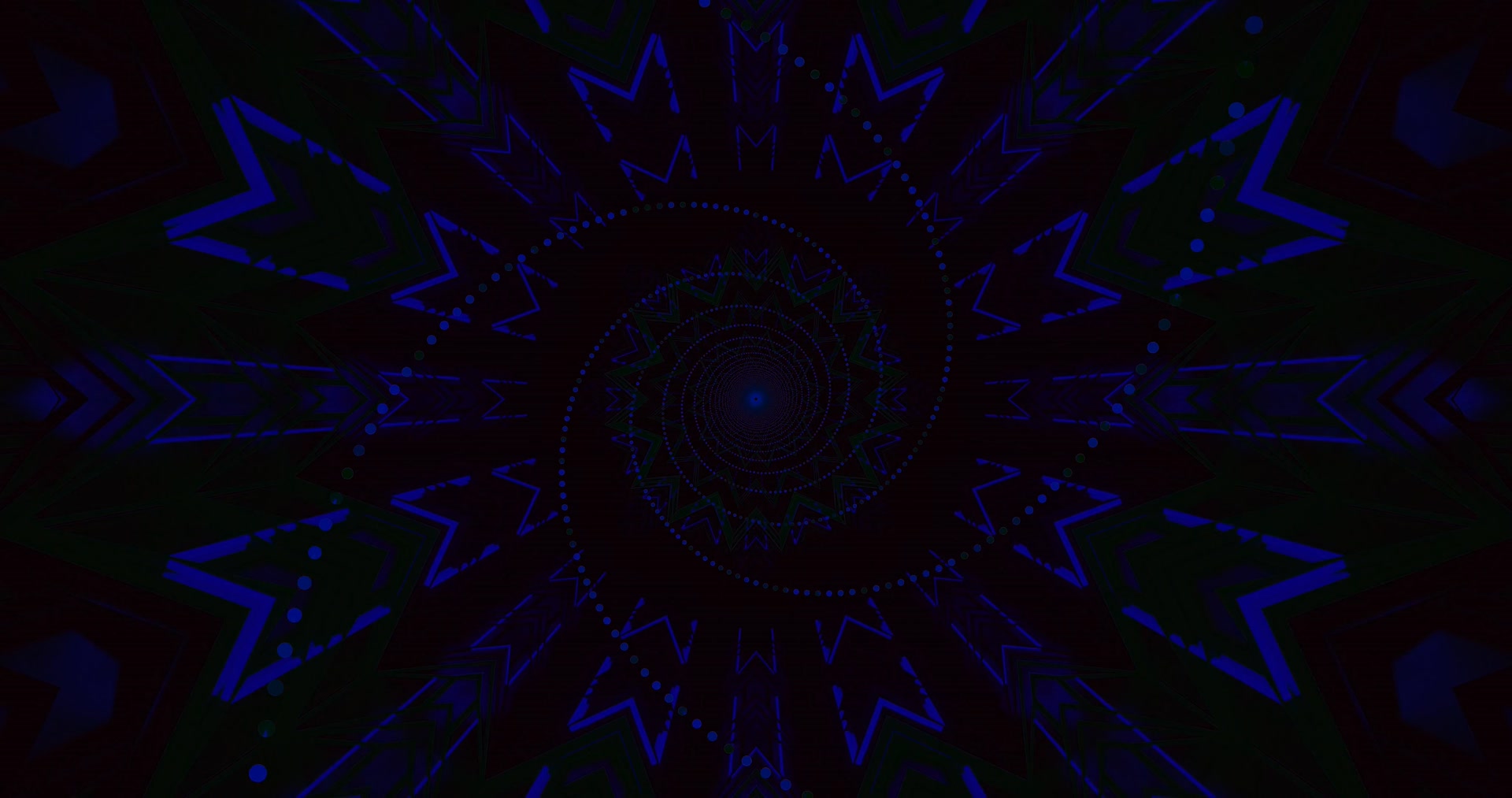 Blue Neon Tunnel Mandala Screensaver 4K UHD 60fps Vj Loop