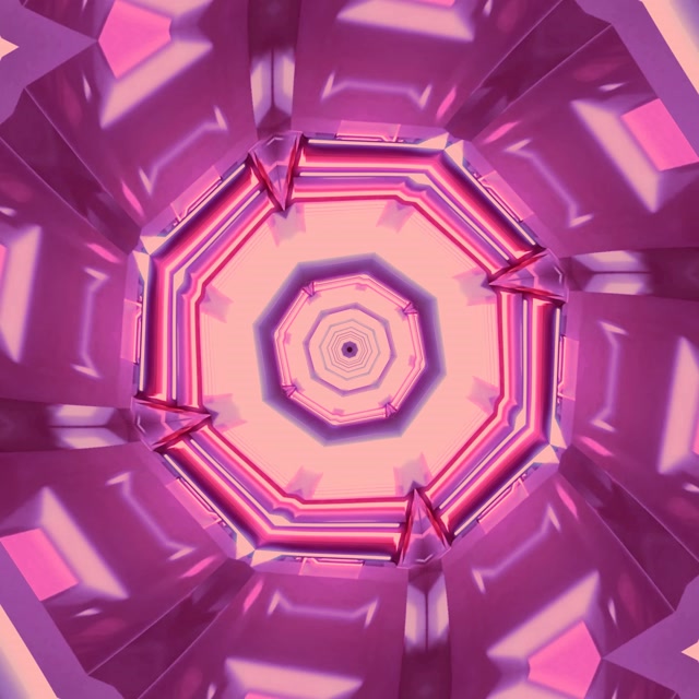 تونل نئون هشت ضلعی گردباد صورتی بنفش VJ Loop 1:1 مربع 60fps صفحه نگهدار