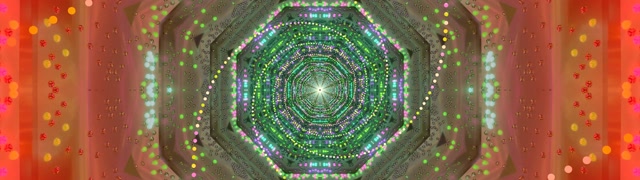 تونل نئون محافظ صفحه 32:9 فوق عریض 60fps VJ Loop سبز هشت ضلعی