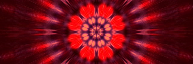 شکوفه کالیدوسکوپ فرکتال قرمز تونل نئون 3:1 Triple Wide 60fps محافظ صفحه VJ Loop