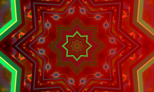 تونل نئون ستاره قرمز سبز محافظ صفحه 5:3 عریض 60fps VJ Loop