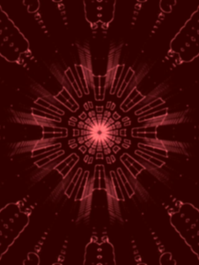 VJ Loop تونل نئون ماندالای زرشکی 3:4 iPad پرتره 60fps محافظ صفحه