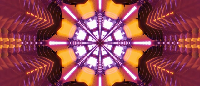 Pulsating Kaleidoscope Neon Tunnel | VJ Loop 21:9 Ultrawide 60fps Screensaver