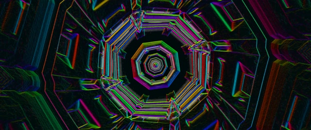 Hypnotic Octagon Neon Tunnel VJ Loop 2.39:1 60fps Screensaver