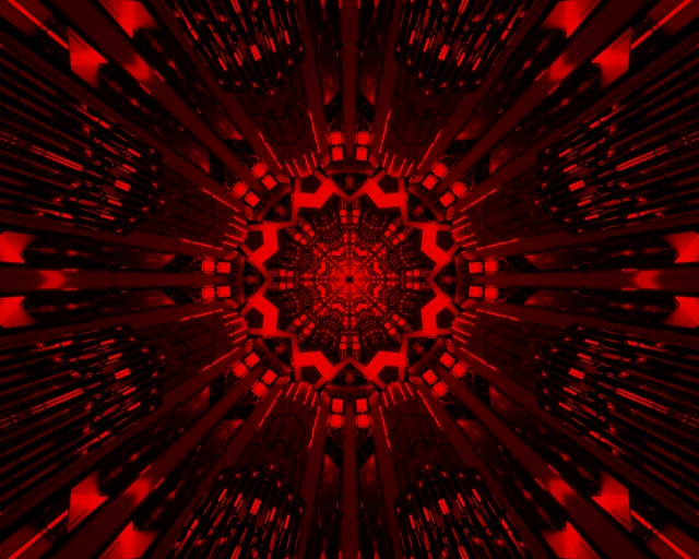 تونل نئون ستاره فراکتال قرمز 5:4 صنعتی 60fps محافظ صفحه VJ Loop