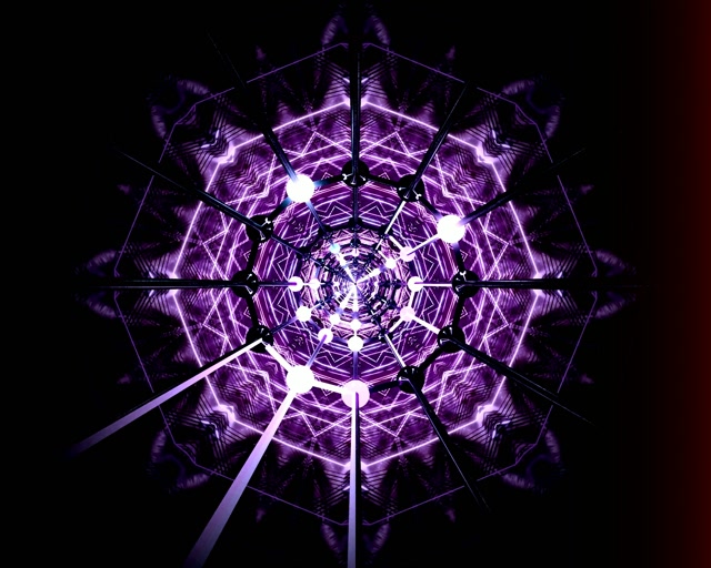 کالیدوسکوپ فرکتال بنفش تونل نئون VJ Loop 5:4 صنعتی 60fps محافظ صفحه