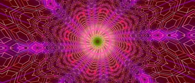 تونل نئون کالیدوسکوپ گردباد VJ Loop 21:9 فوق العاده عریض 60fps صفحه نگهدار