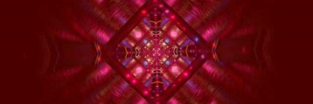 Neon Tunnel Red Diamond Kaleidoscope Vj Loop 3:1 Triple Wide 60fps Screensaver