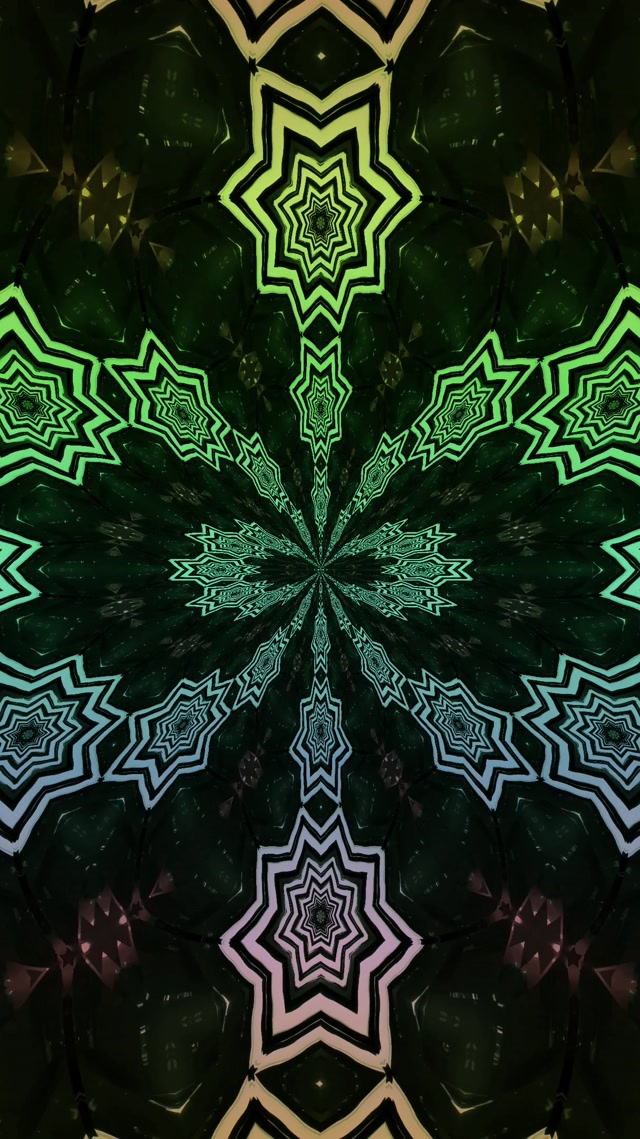 تونل نئون ستاره فراکتال گردابی 9:16 Reels 60fps محافظ صفحه Vj Loop