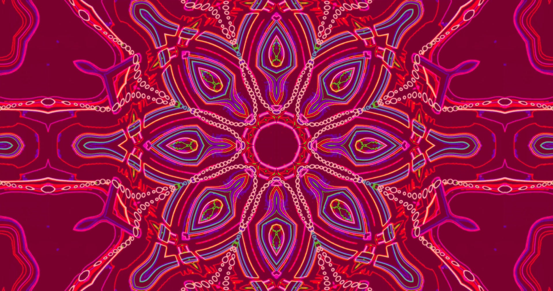 Punainen Neon Tunneli Mandala 4K UHD 60fps Näytönsäästäjä VJ Loop