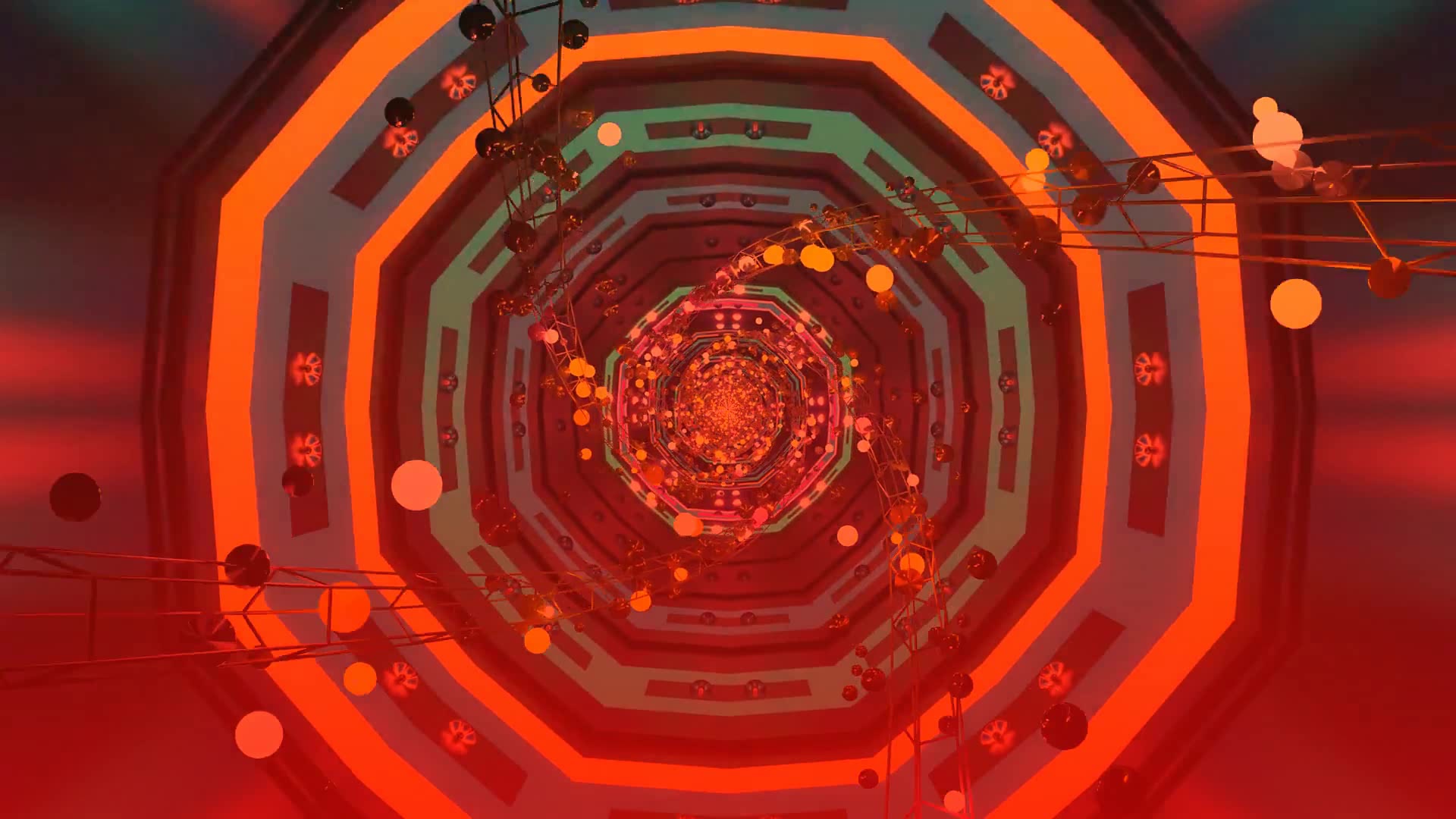 Neon Tunneli Näytönsäästäjä 4K UHD 60fps Kahdeksankulmio Punainen VJ Loop