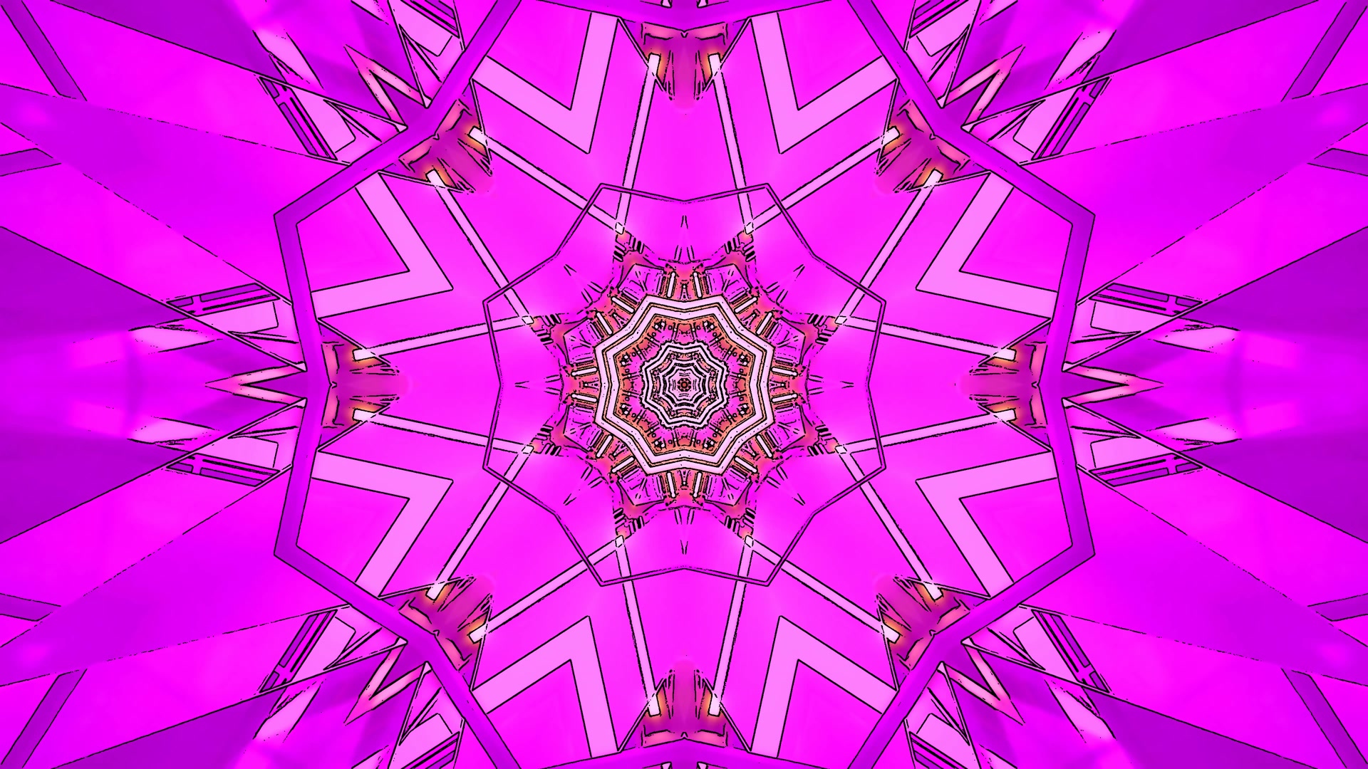Pinkki Neontunneli Kaleidoskooppi 4K UHD 60fps näytönsäästäjä VJLoops