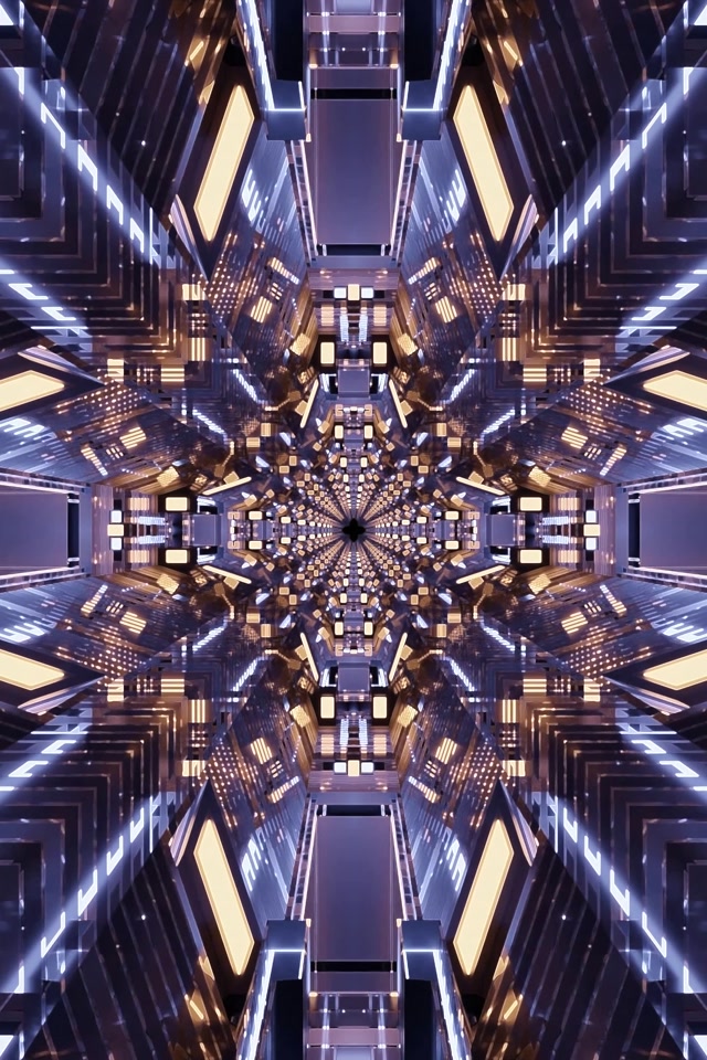 Neon Tunneli Fraktaali Kaleidoskooppi VJLoops 2:3 Kuva Pysty 60fps Näytönsäästäjä
