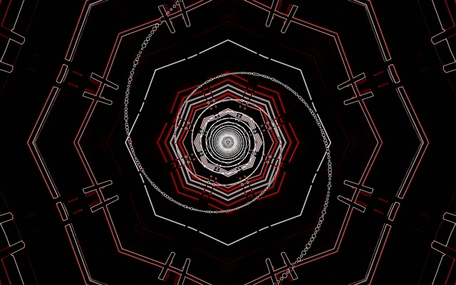 Neon-tunneli Punainen Oktagon Pyörre Vj Loop 60fps 16:10 Macbook Näytönsäästäjä