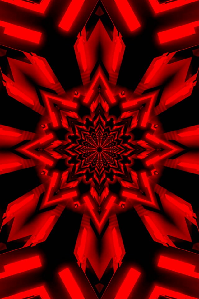 Neon Tunnel Green Star Kaleidoscope VJ Loop 2:3 Photo Portrait 60fps Screensaver