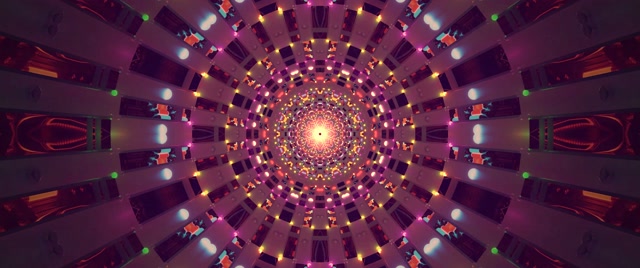 Neon Tunnel Kaleidoskooppi Pyörre VJ Loop 2.39:1 Cinemascope 60fps Näytönsäästäjä