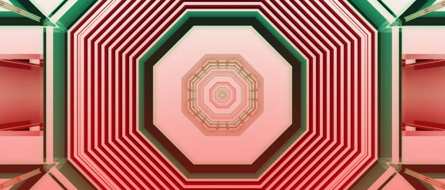 Red Vihreä Octagon Neon Tunnel 60fps 21:9 Ultrawide Screensaver VJ Loop