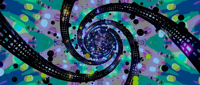 VJ Loop Neon Tunneli Spiraali Kaleidoskooppi 21:9 Ultrawide 60fps Näytönsäästäjä